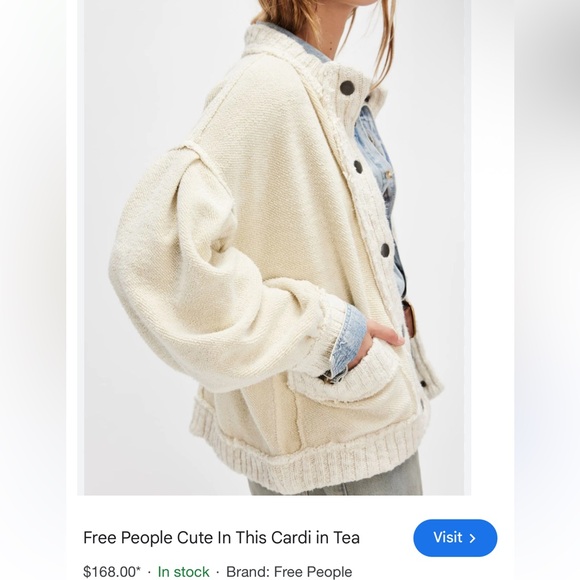 NEW We The Free Cream Cozy Cardigan - Cute in This Cardi in Tea - Picture 7 of 10